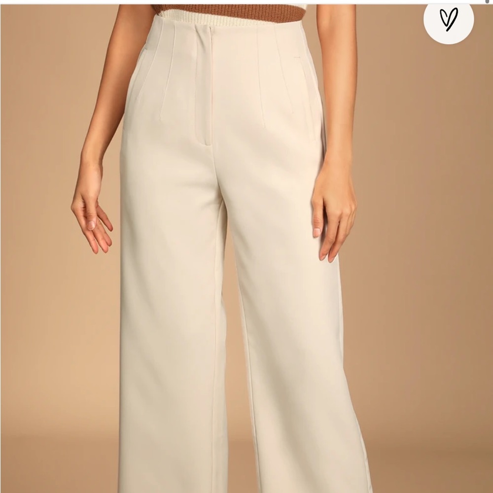 Bold and Classy Ivory High-Waisted Wide Leg Trouser Pants